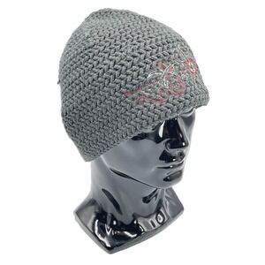 Columbia Women's Embroidered Crochet Beanie Gray One Size Fits All